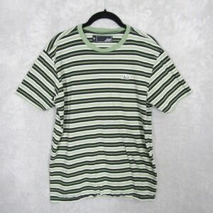 Lost Mens Striped T-Shirt Medium Green Black White Horizontal Stripe Skate Surf